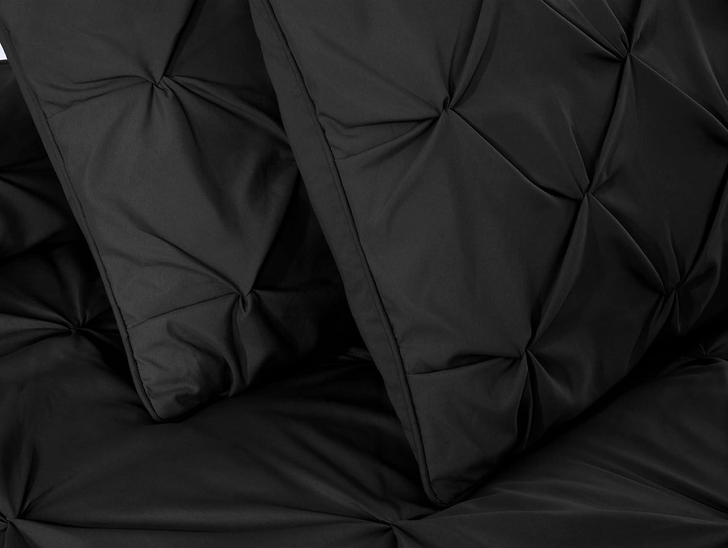 Berlin Black Full Microfiber Pinch Pleat Comforter Set