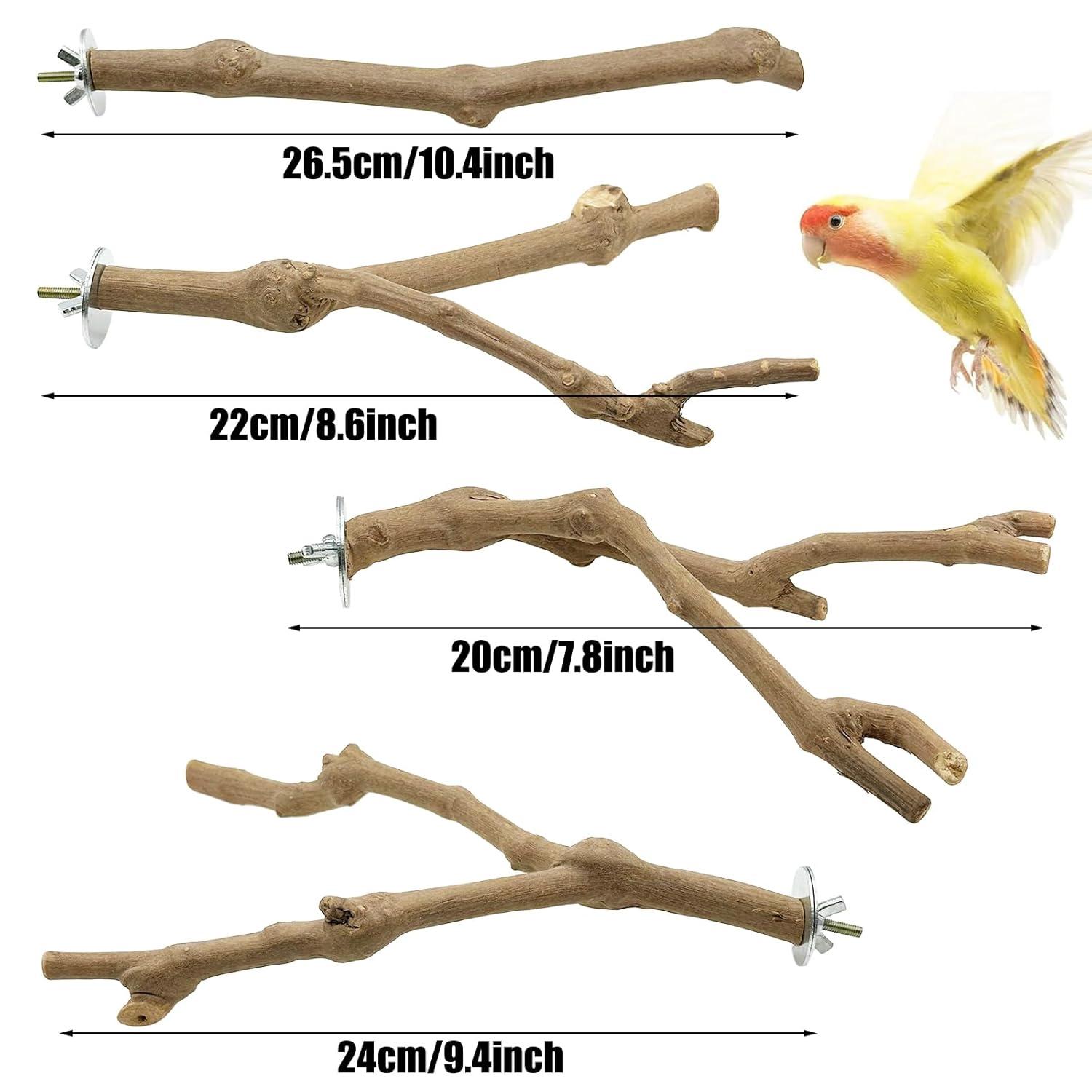 Allazone Natural Wooden Bird Perch Stand for Cage, Parrot Platform, Bird Perch Toy for Small Animals, Cockatiels, Parakeets, Finches
