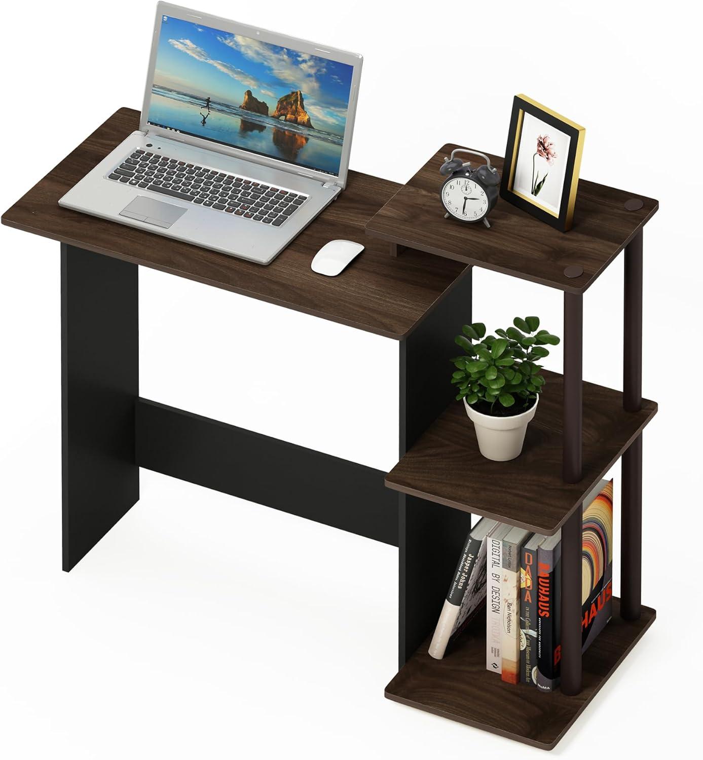 Furinno Efficient Home Laptop Notebook Computer Desk, Columbia Walnut/Brown, 11192CWN/BR