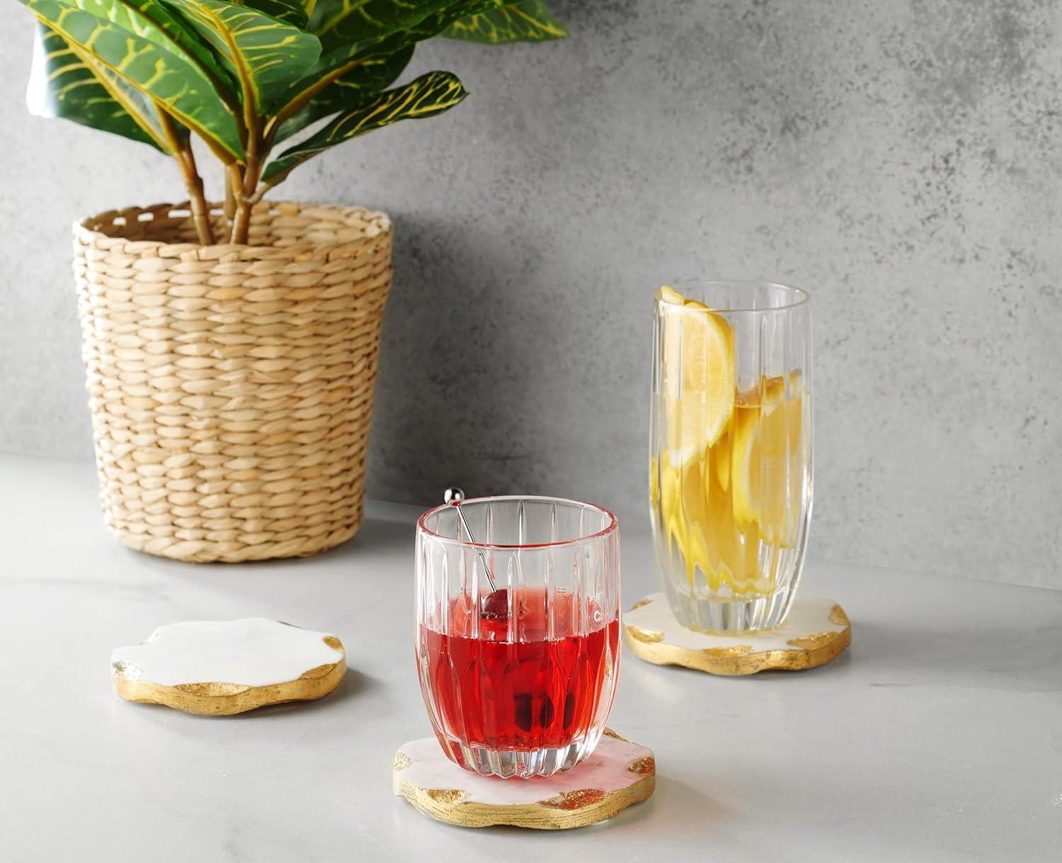 Alina Marquise Raw Edge Marble Coaster Set