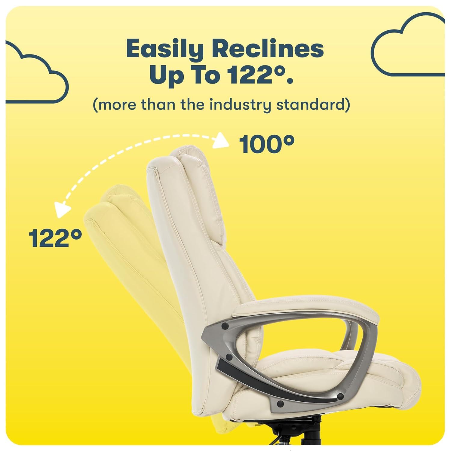 Serta Works Executive Office Chair American Beige: Upholstered, Adjustable, Ergonomic with Padded Back & Seat