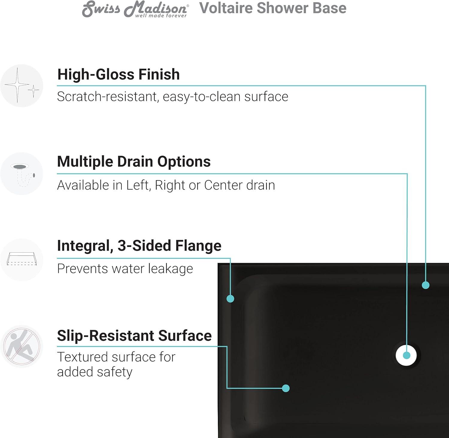 Voltaire 60" x 32" Single-Threshold, Shower Base