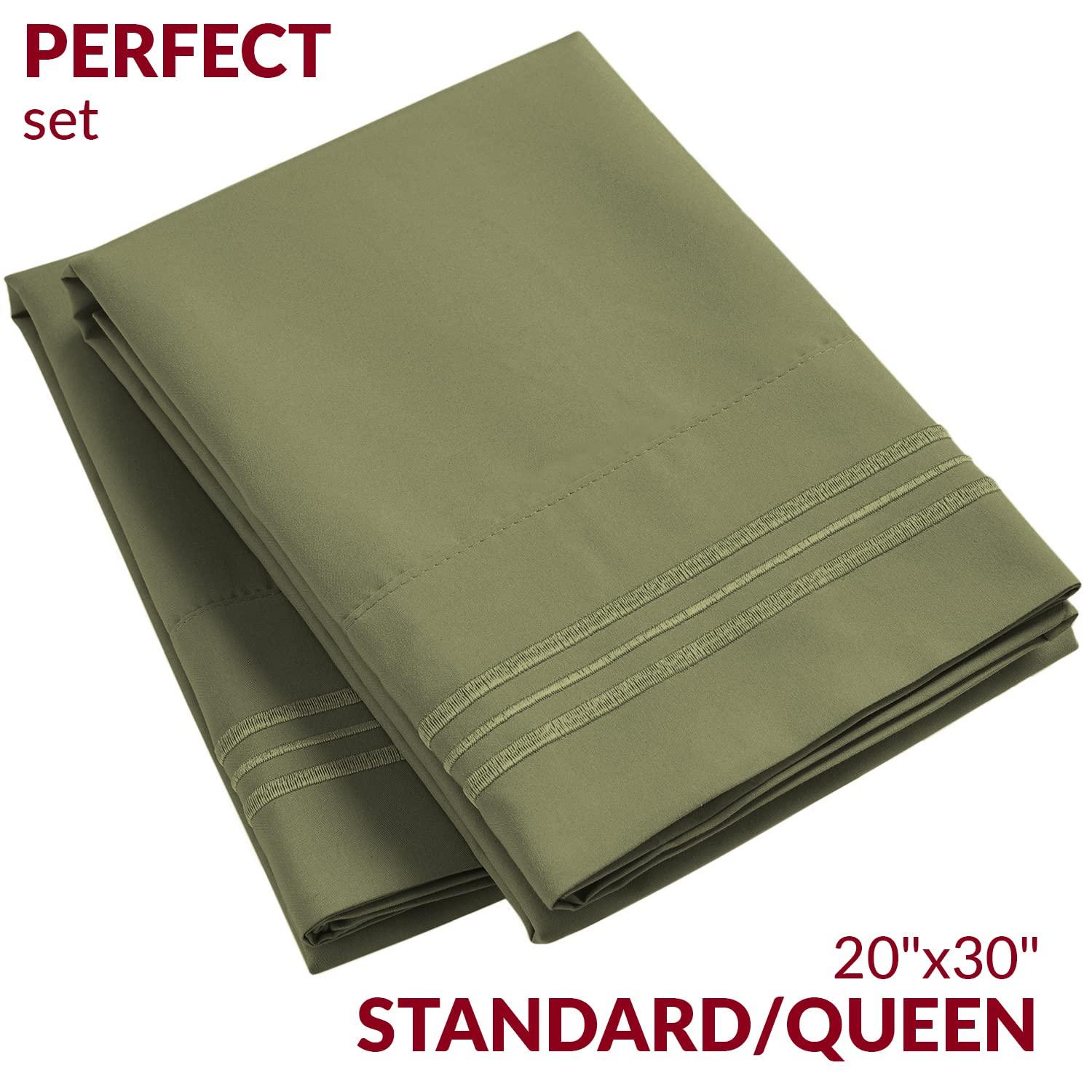 Mellanni Brushed Microfiber Pillowcase Set of 2, King, Sage