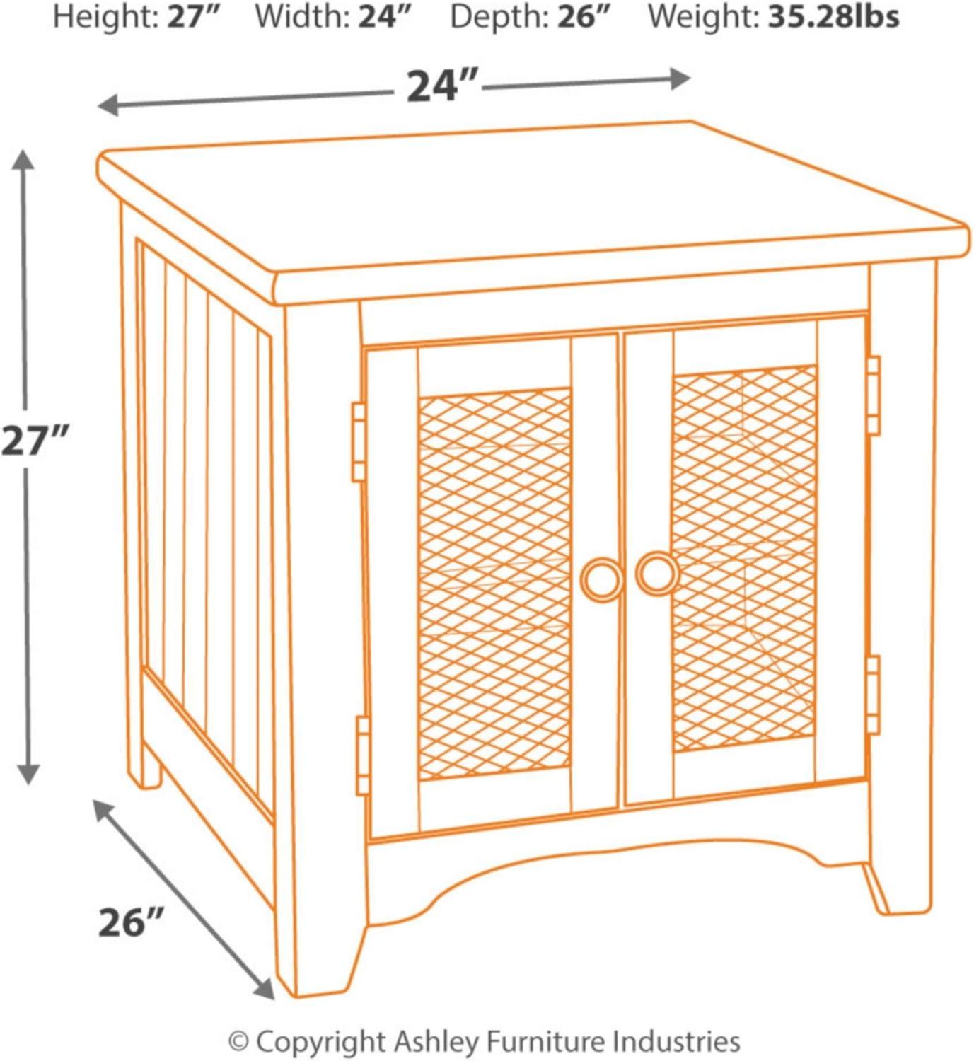 Wystfield End Table White/Brown - Signature Design by Ashley: Modern Style with Storage, Wood Legs & Double Doors