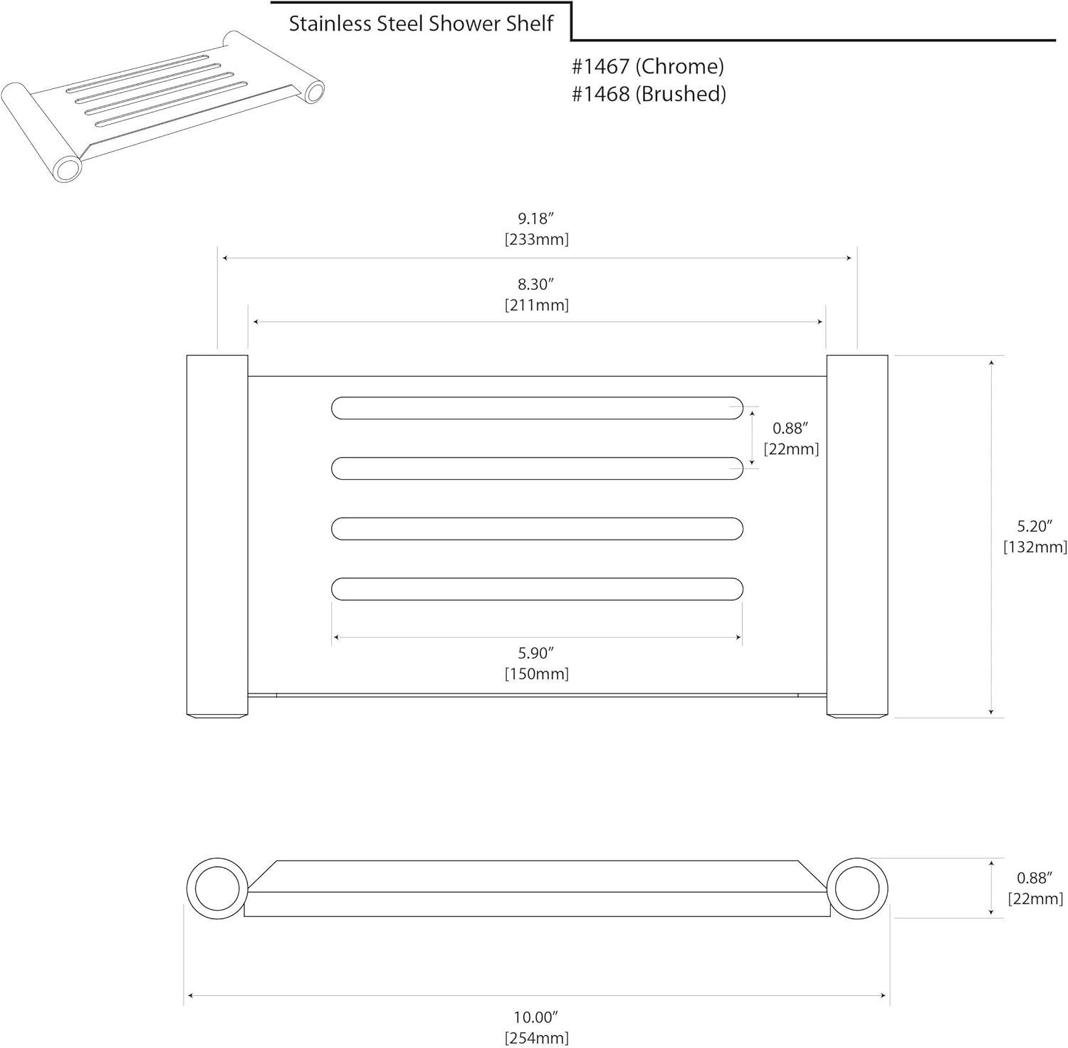 Brushed Nickel Stainless Steel Floating Shower Shelf