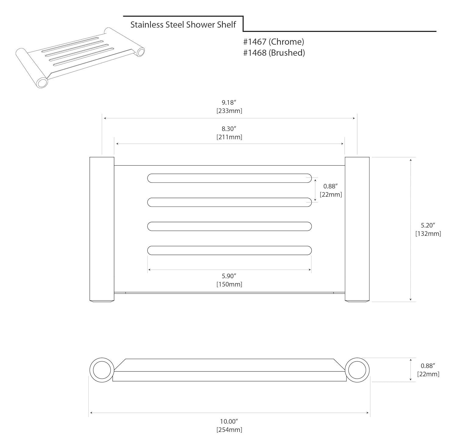 Elegant Wall Mounted Stainless Steel Shower Shelf