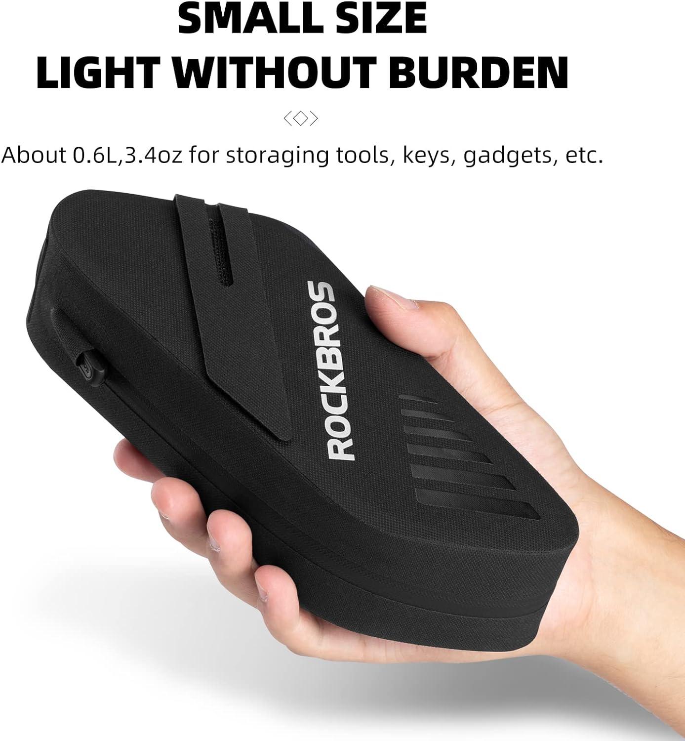 ROCKBROS Bike Seat Bag Frame Bag Bike Rear Saddele Bag Top Tube Bag Bike Bag Waterproof 0.6L Lightweight Bike Accessories for Mountain MTB Road Foldable Bikes