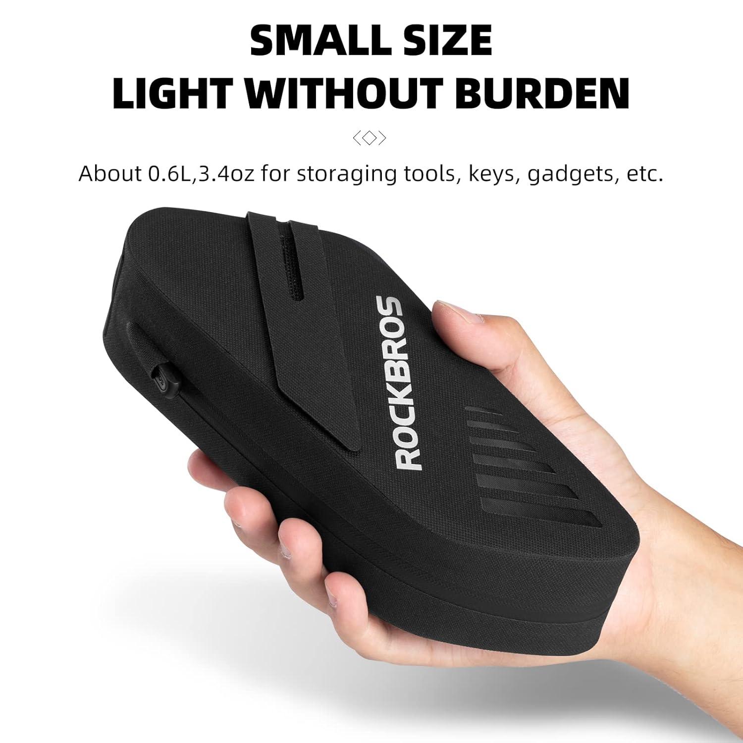 ROCKBROS Bike Seat Bag Frame Bag Bike Rear Saddele Bag Top Tube Bag Bike Bag Waterproof 0.6L Lightweight Bike Accessories for Mountain MTB Road Foldable Bikes