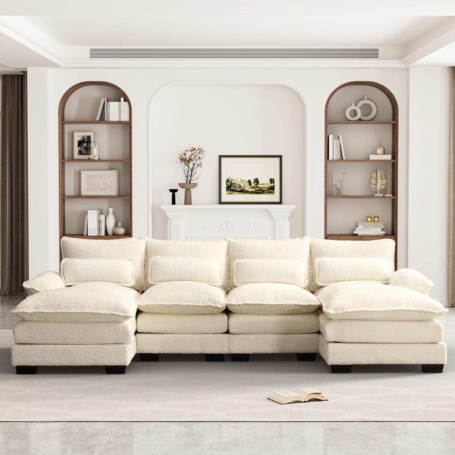 Latitude Run® Millan U Shape Sectional Sofa Cloud Couch, 110" Modern Chenille Comfy Modular Sofa