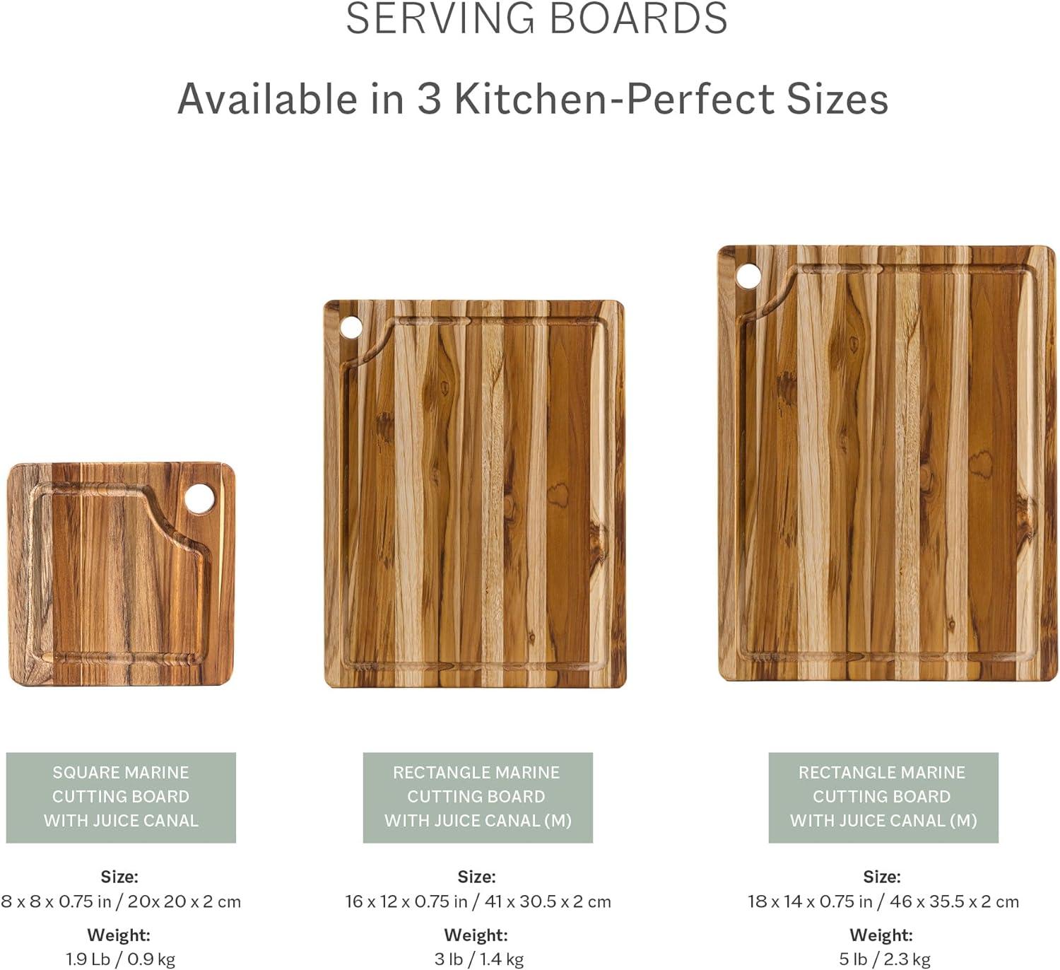 TeakHaus Edge Grain Marine Board w/Corner Hole + Juice Canal (Square) | 8" x 8" x 0.75"