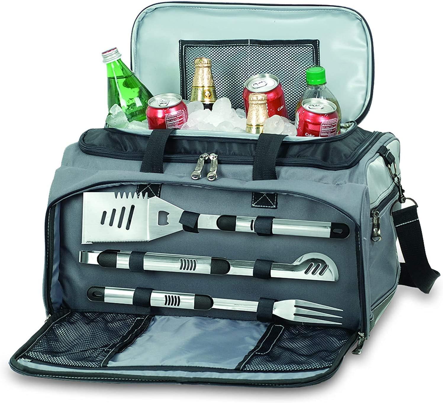 Arlmont & Co. Buccaneer Portable Charcoal Grill & Cooler Tote, Take Anywhere BBQ Grill with BBQ Accessories and Cooler Bag, Barbecues Grill for Outdoor Cooking