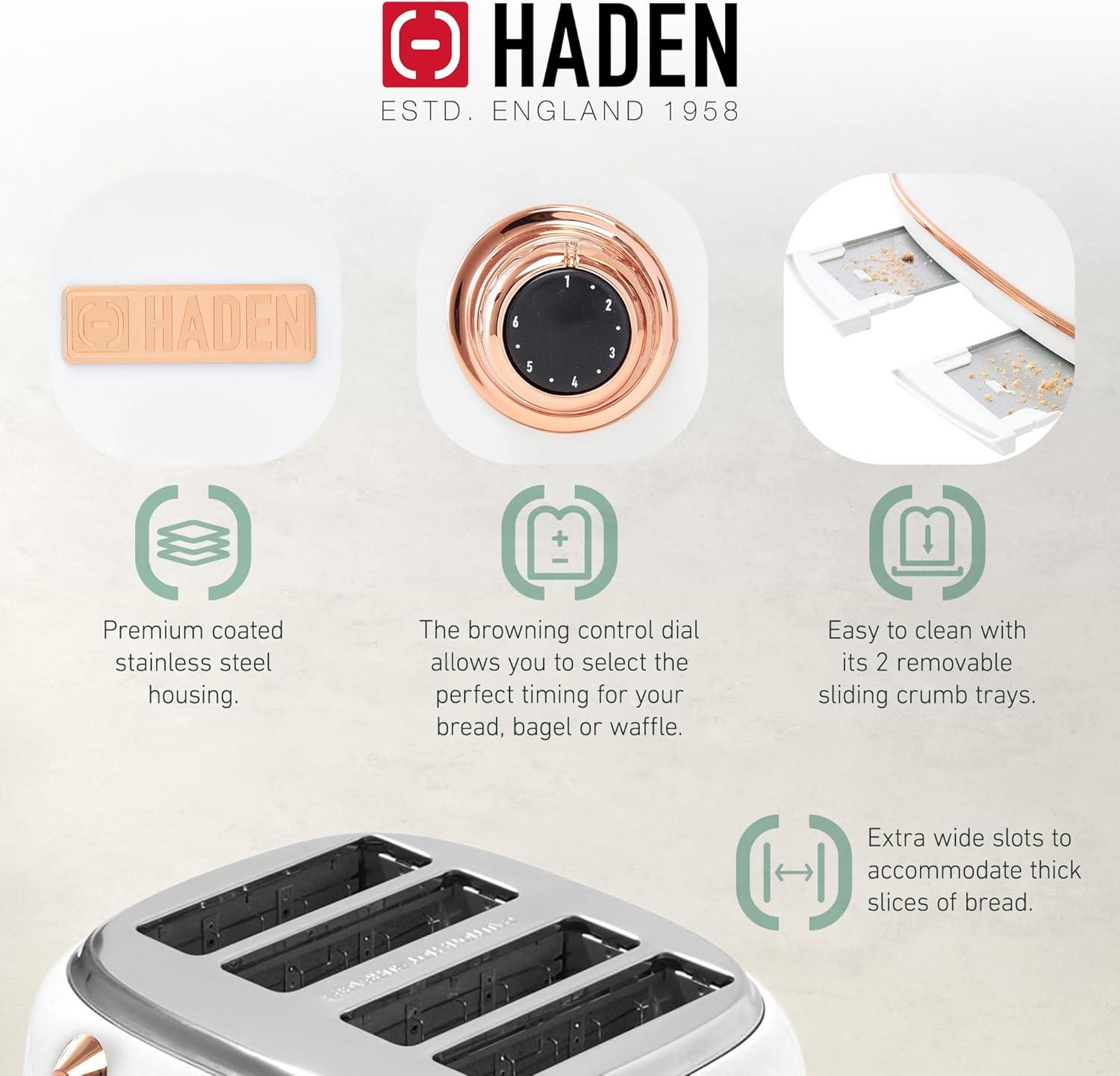 HADEN Heritage Ivory and Copper 4-Slice Toaster