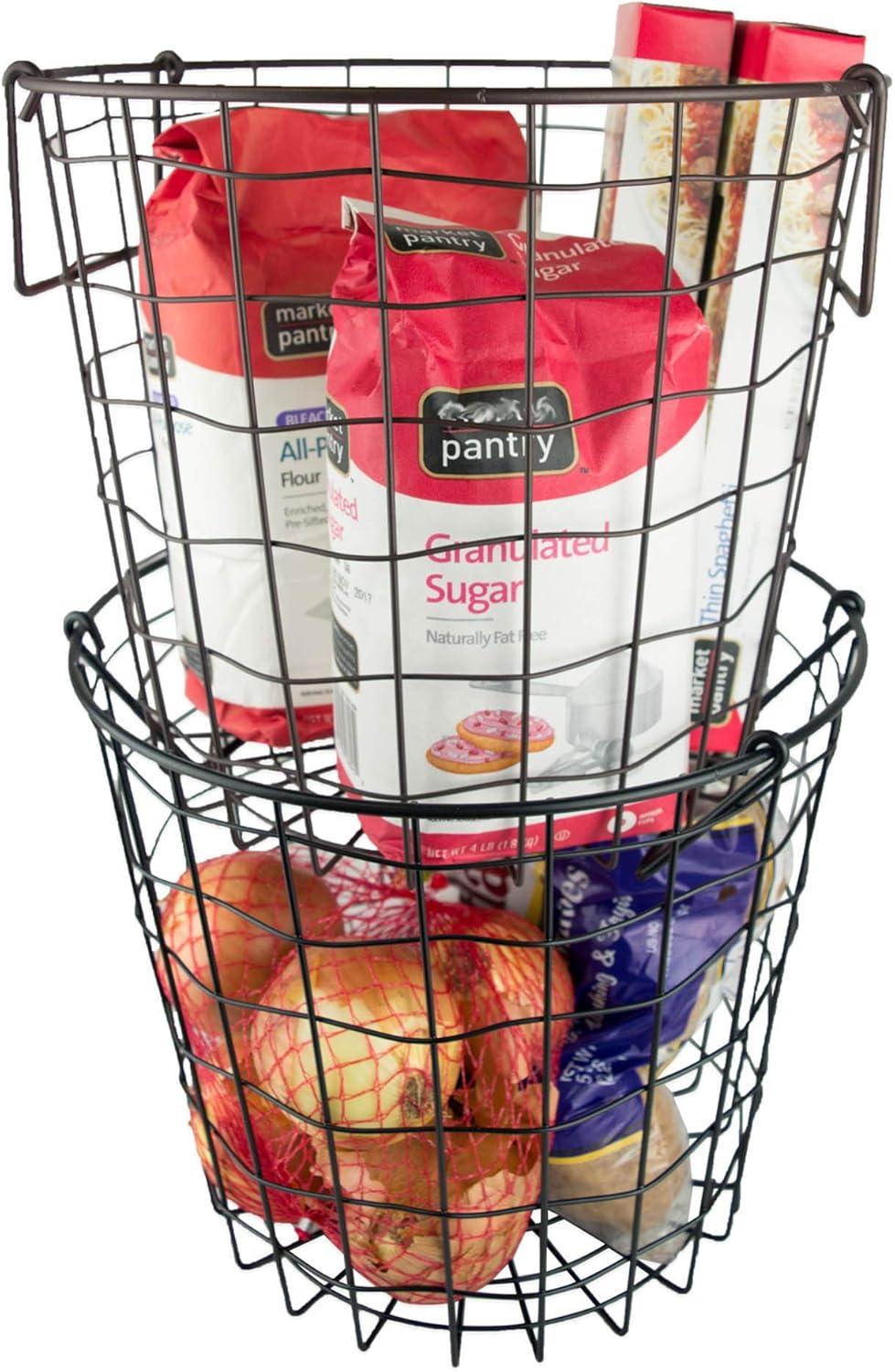 DII Metal Wire Mesh Stackable Utility Storage Bin, Small Round, 12x12x10", Bronze