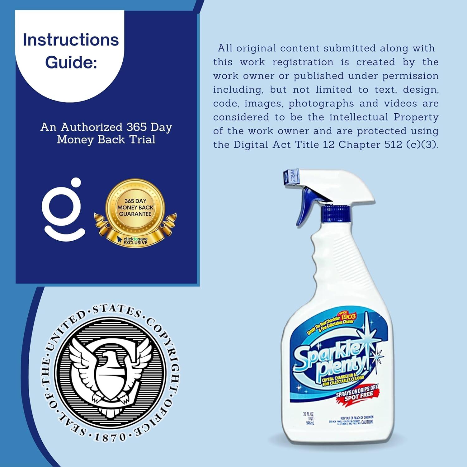 Sparkle Plenty Crystal Chandelier Cleaner Spray | Drip Dry | Home Cleaning Supplies | Crystal Cleaner | Fine Collectables Cleaner | Glass Cleaner | Figurine Cleaner | 32 fl oz