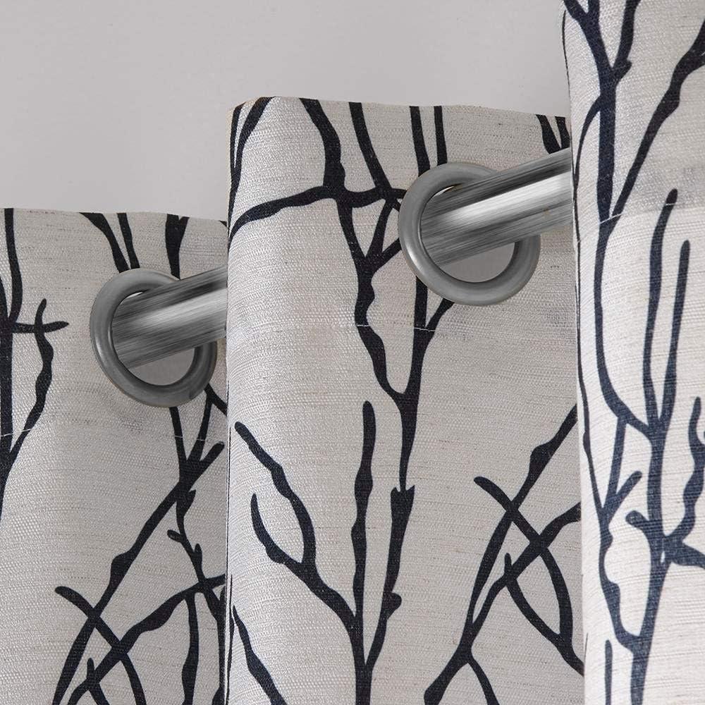 EXCLUSIVE HOME Branches Linen Blend Grommet Top Curtain Panel Pair, 54"x63", Indigo