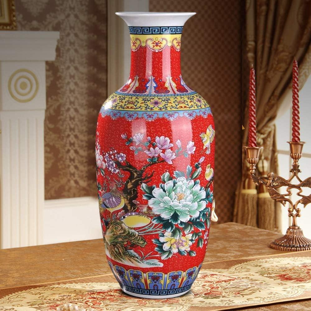 Jingdezhen Large Ceramic Floor Vase,Flower Vase Handmade Home Decorative Vase,Height 18.11"(46cm),Red