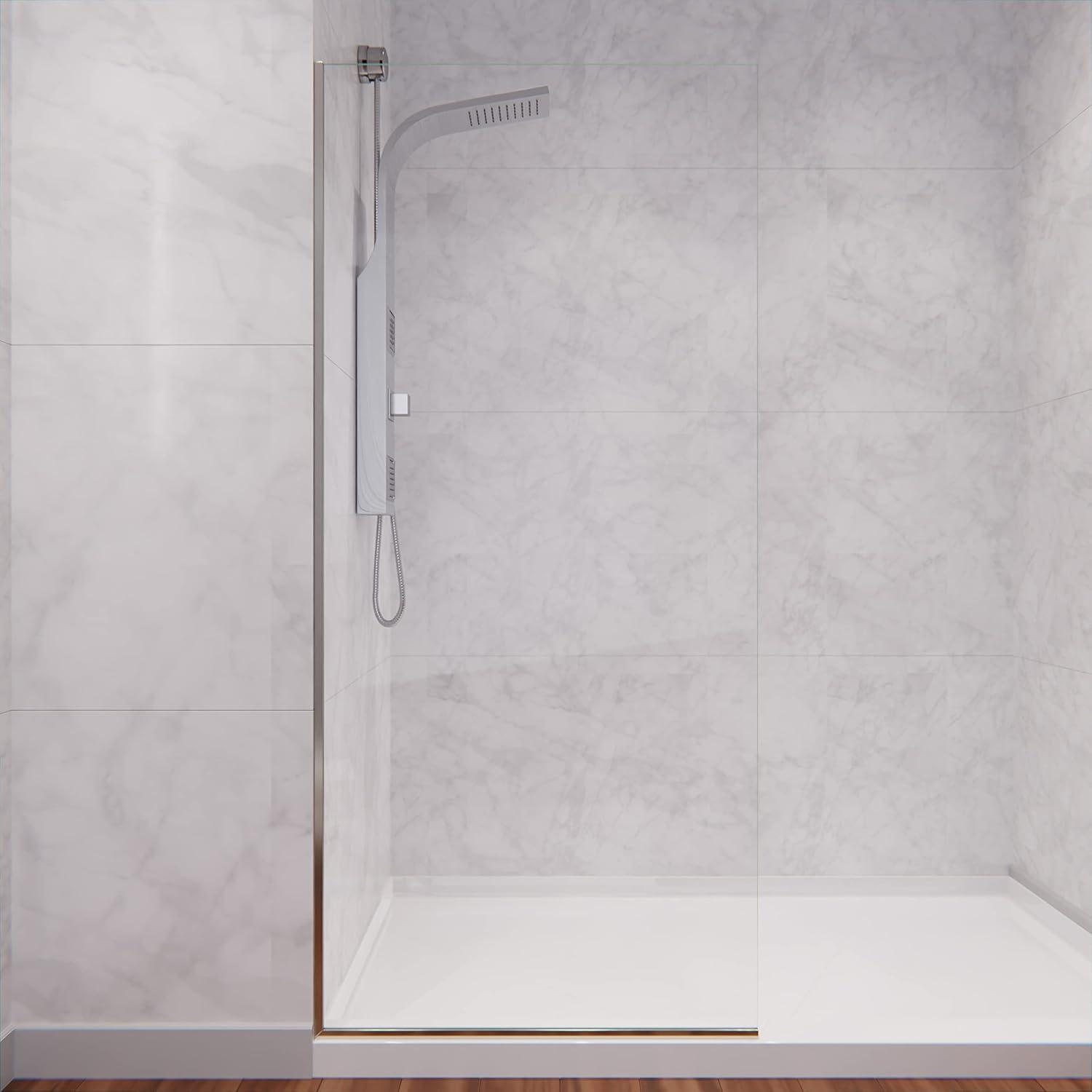 Veil Series 34” W x 74” H Frameless Glass Fixed Shower Screen Shower Door