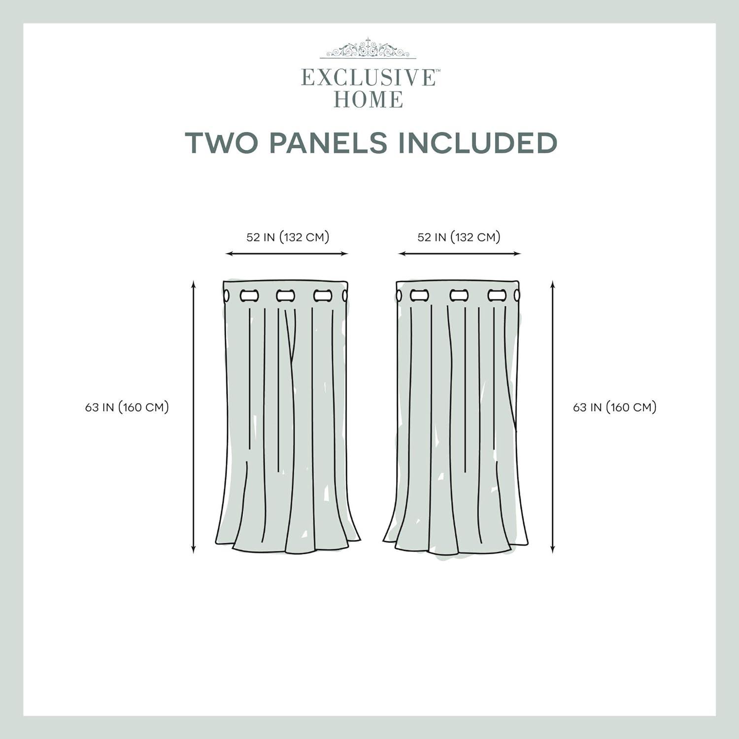Set of 2 (63"x52") Caterina Layered Solid Blackout with Sheer Top Curtain Panels Blue Blue - Exclusive Home