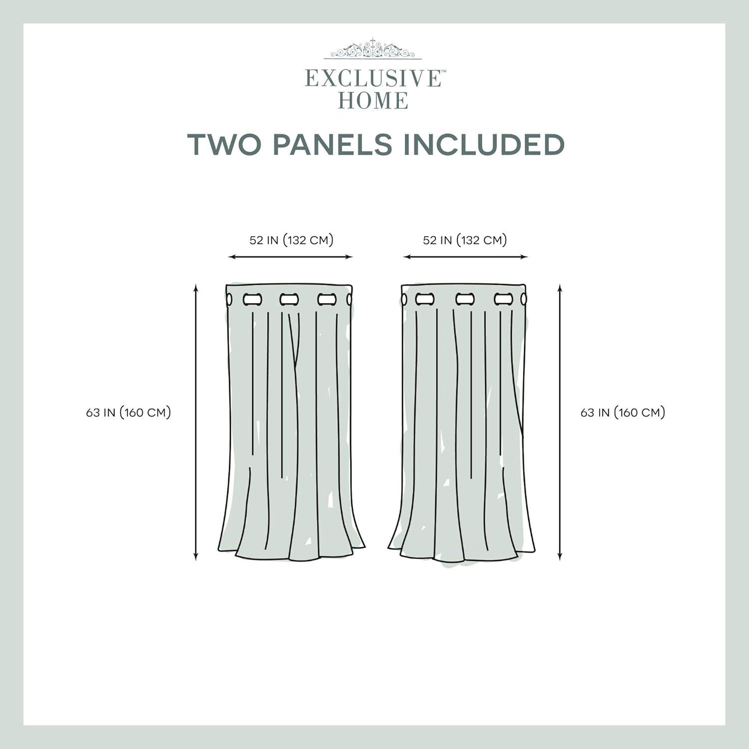 Set of 2 (63"x52") Forest Hill Woven Blackout Grommet Top Window Curtain Panel Gray/Cream - Exclusive Home