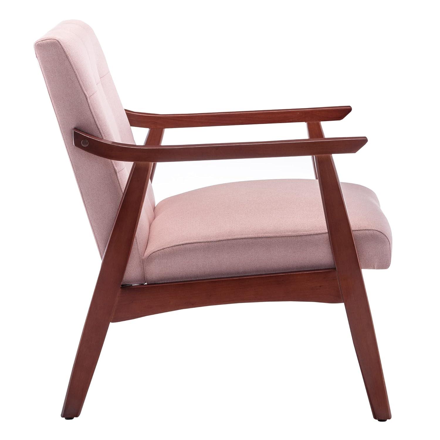 Convenience Concepts Take a Seat Natalie Accent Chair, Pearl Pink Fabric/Espresso