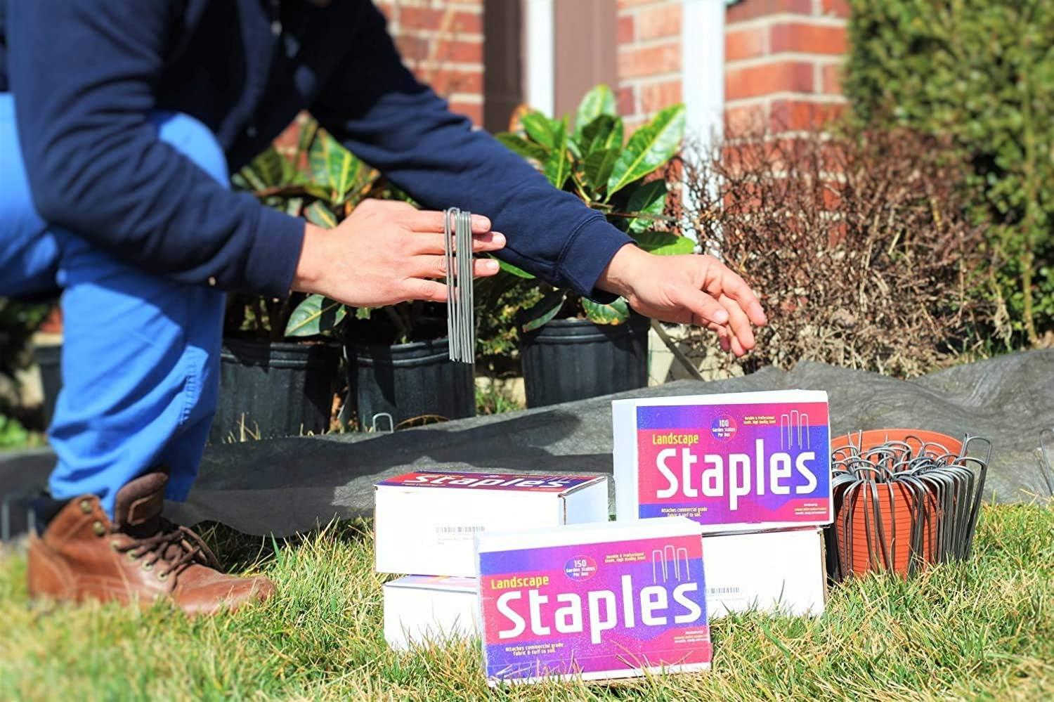 Ashman Online, Garden Landscape Staples Ground Stakes Pins, Silver Color, SOD Staples, 200 Count Heavy Duty & Anti Rust