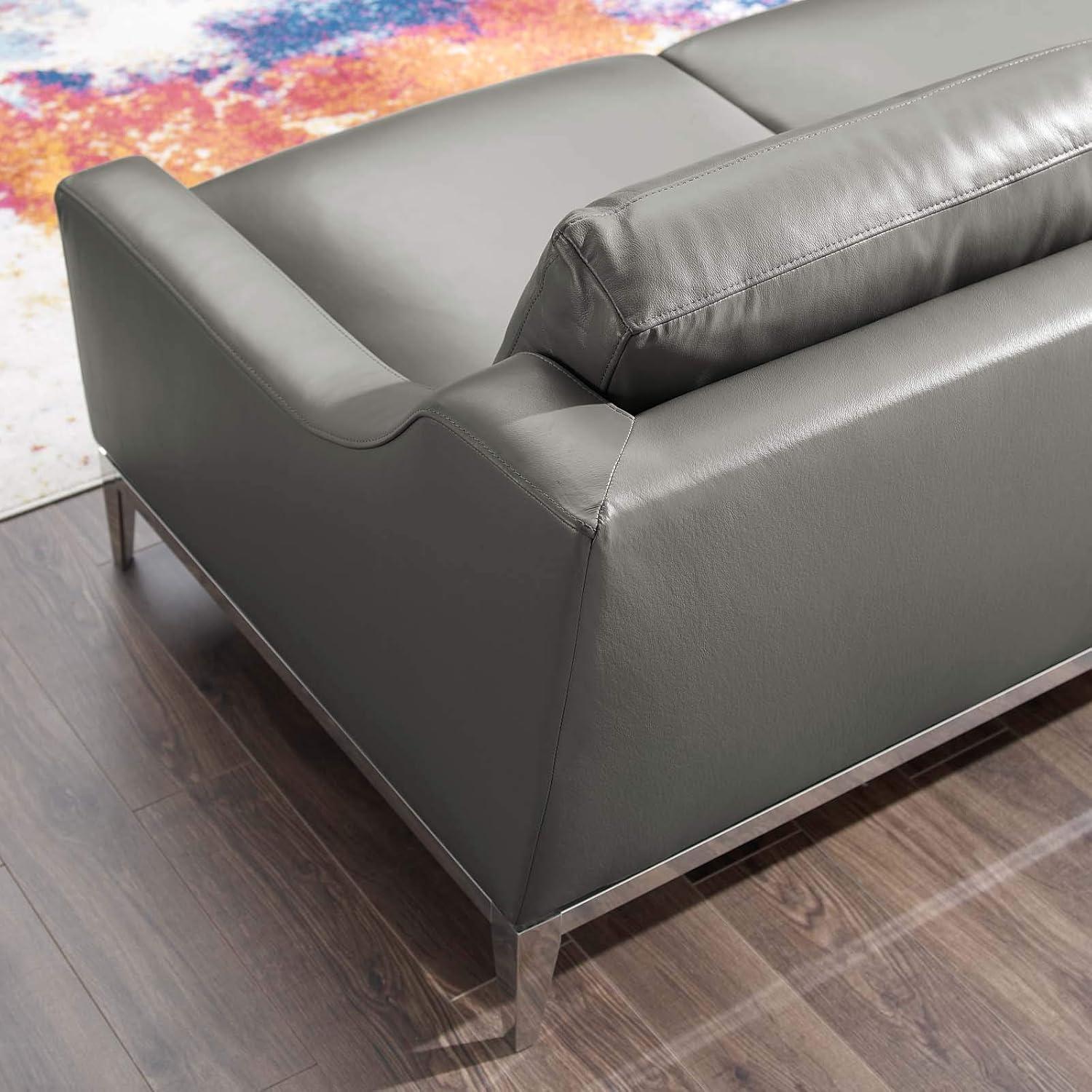 Modway Strick & Bolton Hollebon Stainless Steel/ Leather Loveseat by Modway