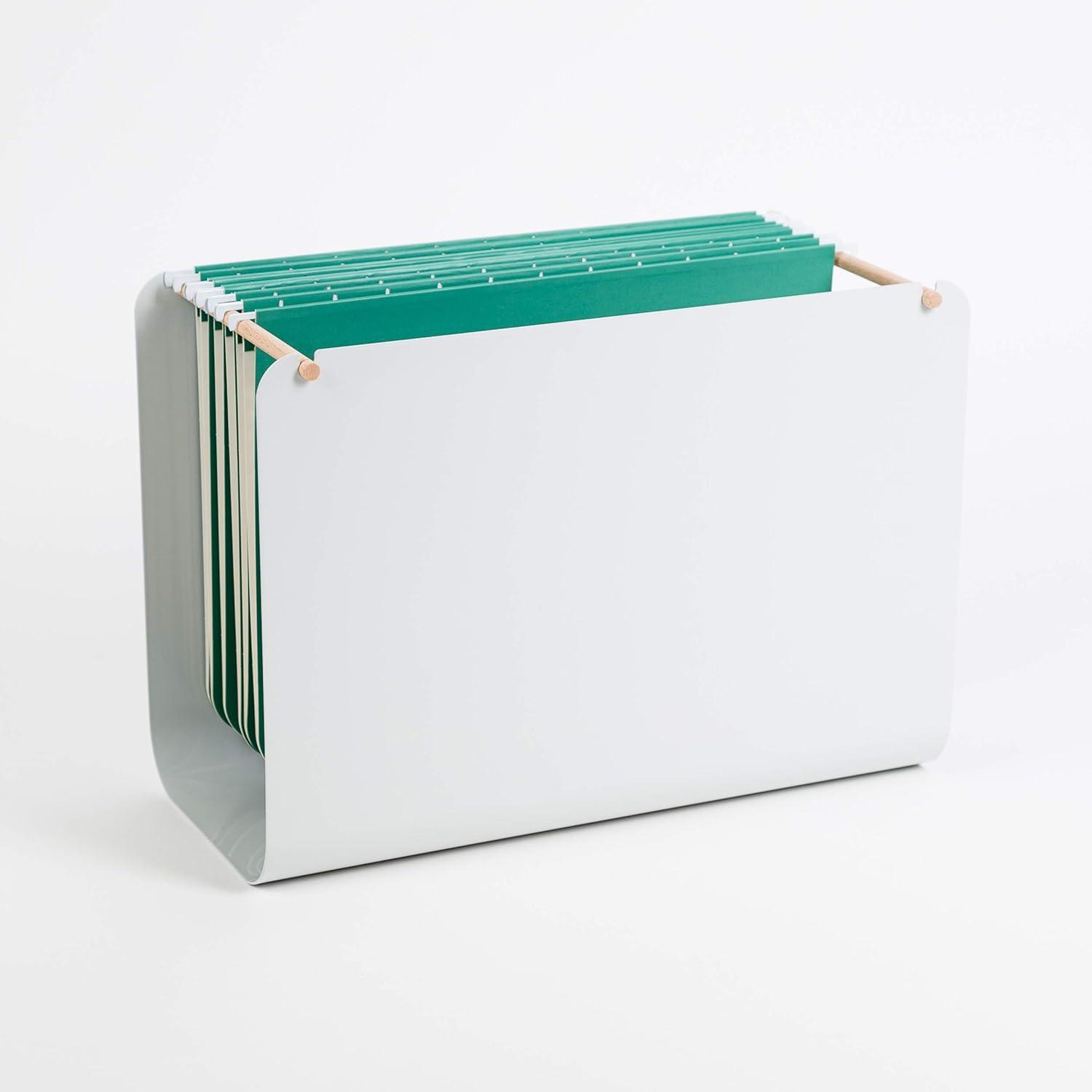 Arc Natural Wood and Metal Minimalist File Basket