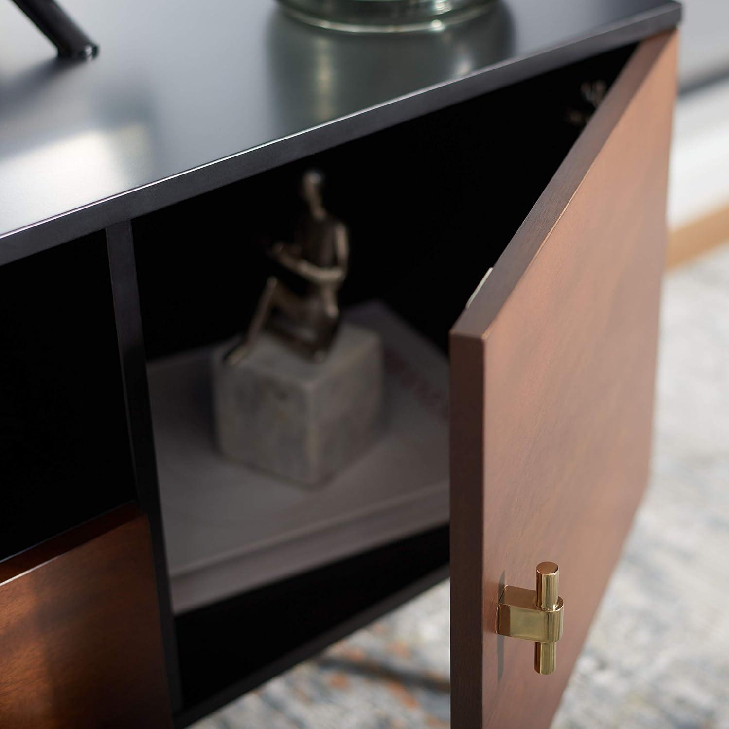 Luxurious Mahogany and Black Walnut 58" TV Stand with Cabinet