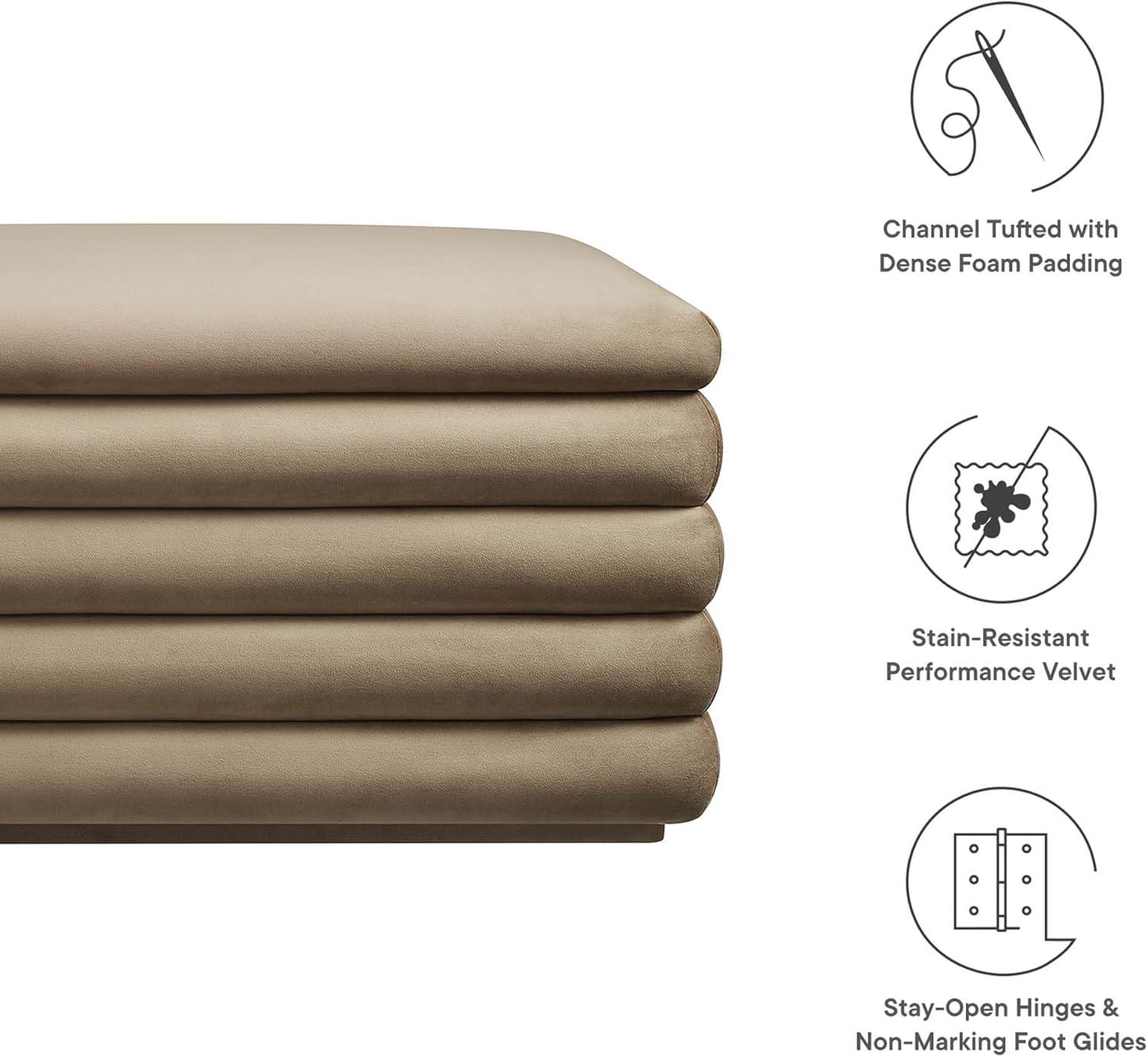 Modway Mezzo Upholstered Performance Velvet Storage Bench in Taupe