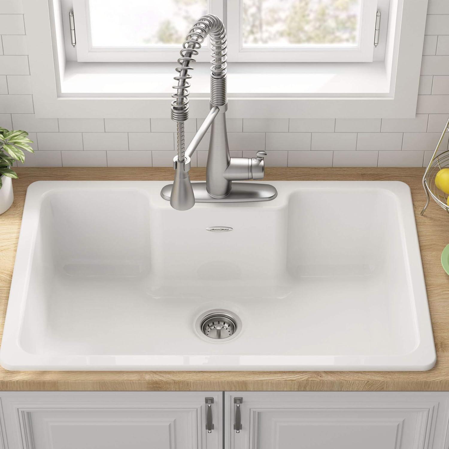 Quince 33'' L Drop-In Single Bowl Cast Iron Kitchen Sink