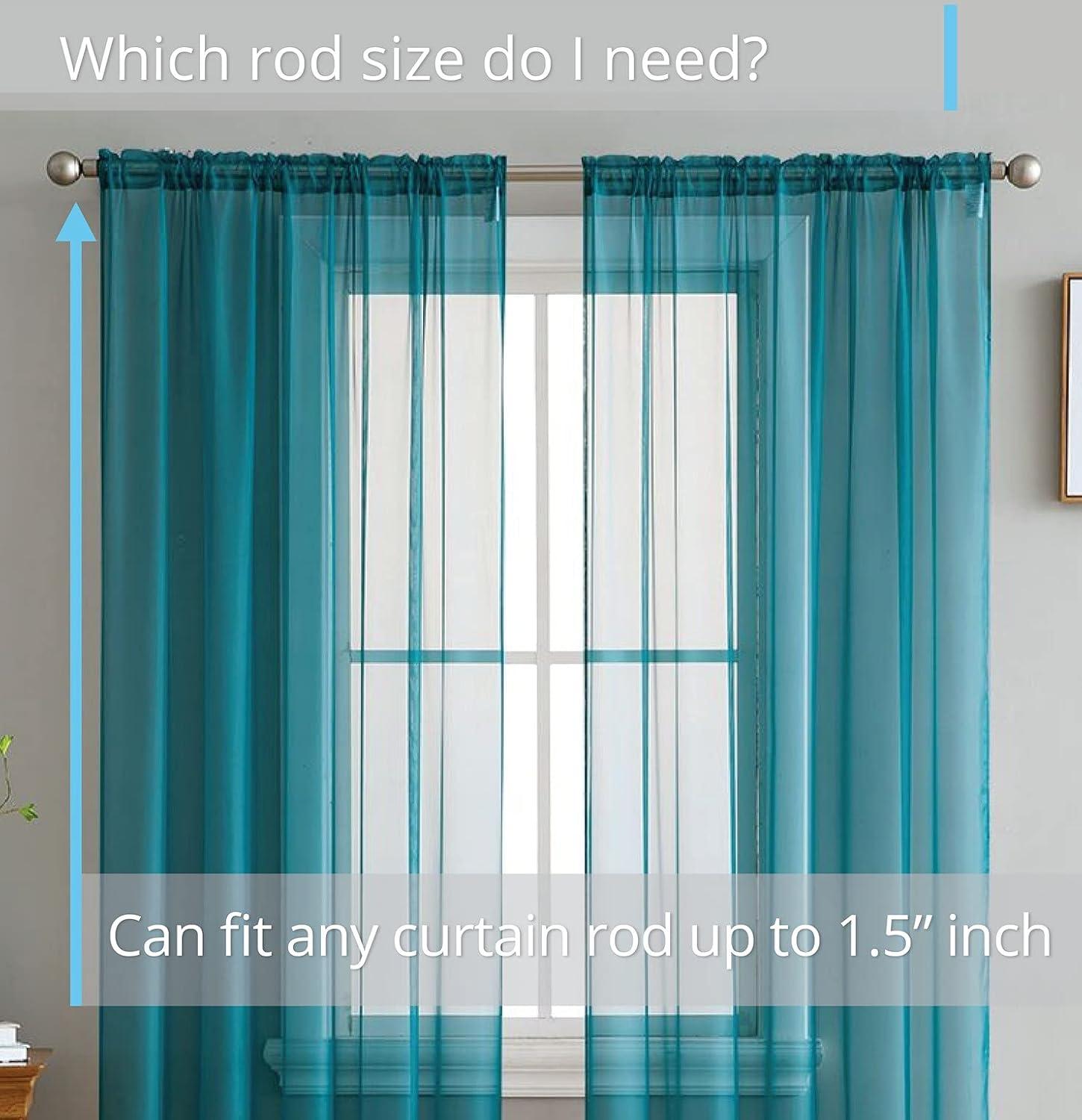 HLC.ME Grey Teal Sheer Voile Window Treatment Rod Pocket Curtain Panels for Bedroom and Living Room (54 x 84 inches Long, Set of 2)