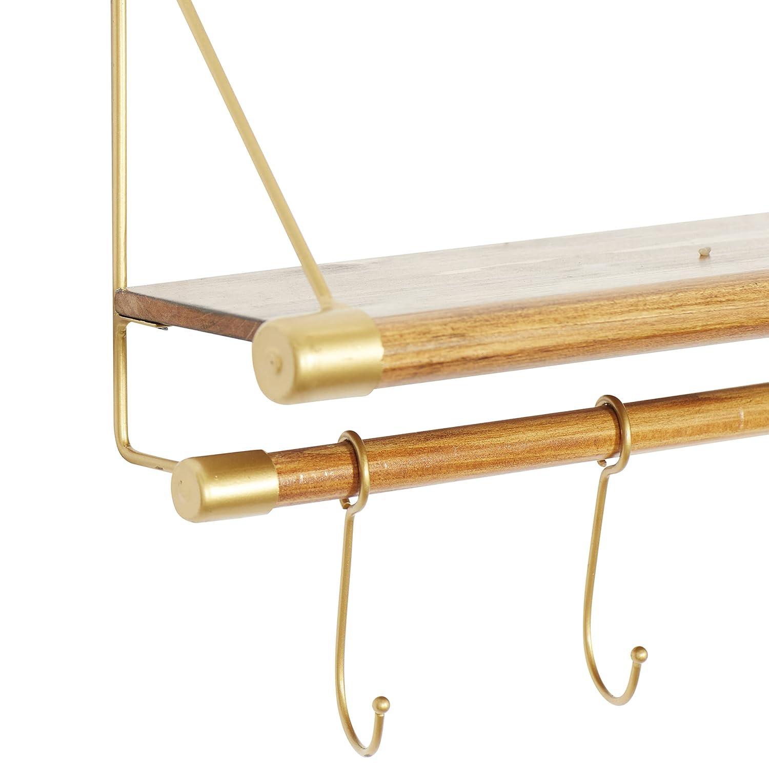 DecMode Gold Wood Contemporary Wall Hook