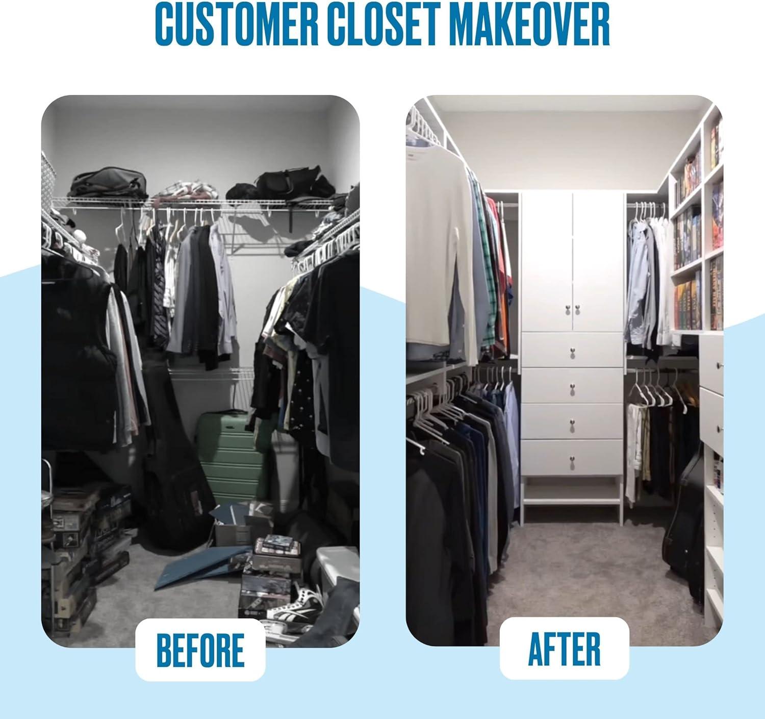 Modular Closets 8 Tiered White Slanted Shoe Shelf Closet Organizer Unit, 19.5"