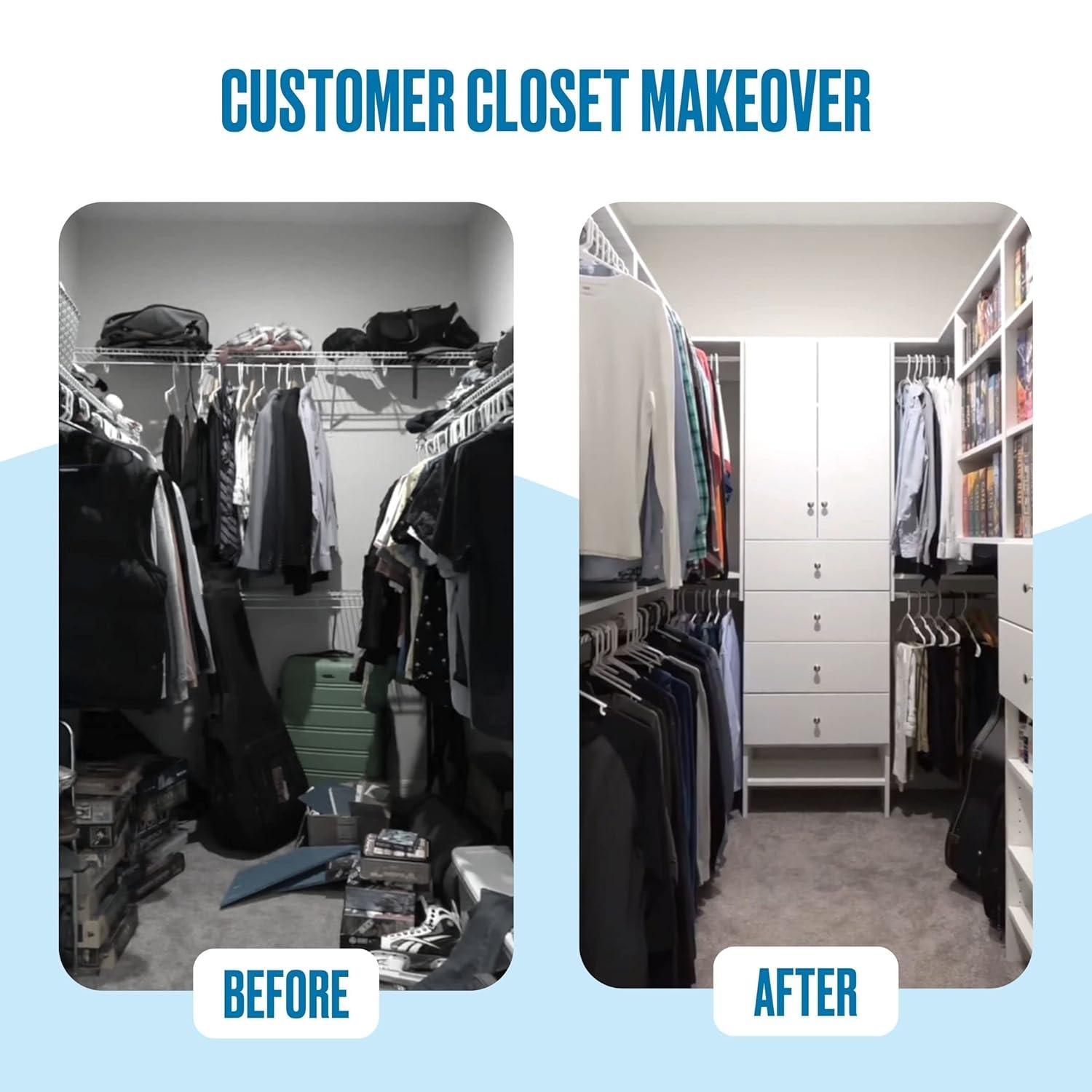 Modular Closets 8 Tiered White Slanted Shoe Shelf Closet Organizer Unit, 19.5"