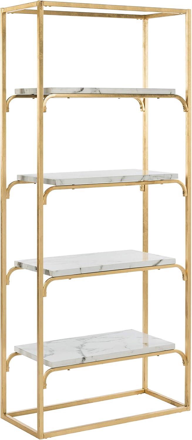 Fiora 4-Tier Etagere - Gold Foil/Faux White Marble - Safavieh