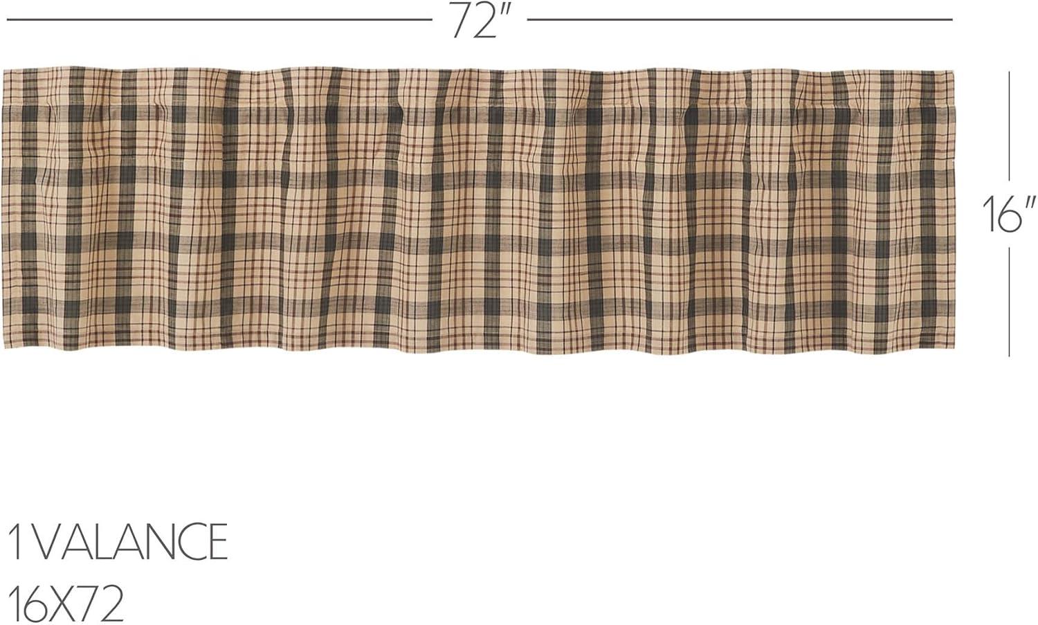 Rosalind Wheeler Holms Plaid Cotton Tailored Window Valance in Khaki/ Forest Green/ Russet