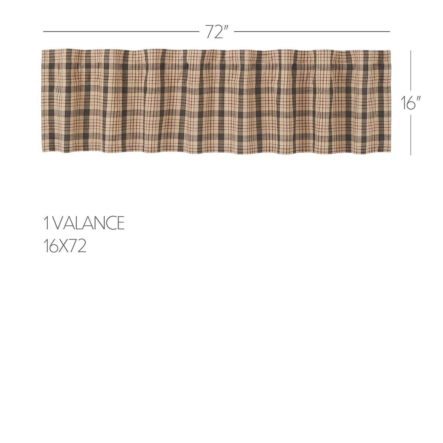 Rosalind Wheeler Holms Plaid Cotton Tailored Window Valance in Khaki/ Forest Green/ Russet