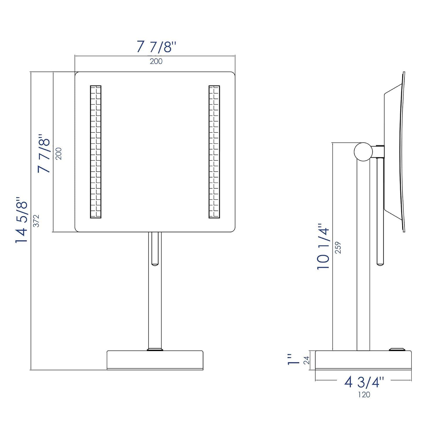 Brushed Nickel Square 8" LED Magnifying Countertop Mirror