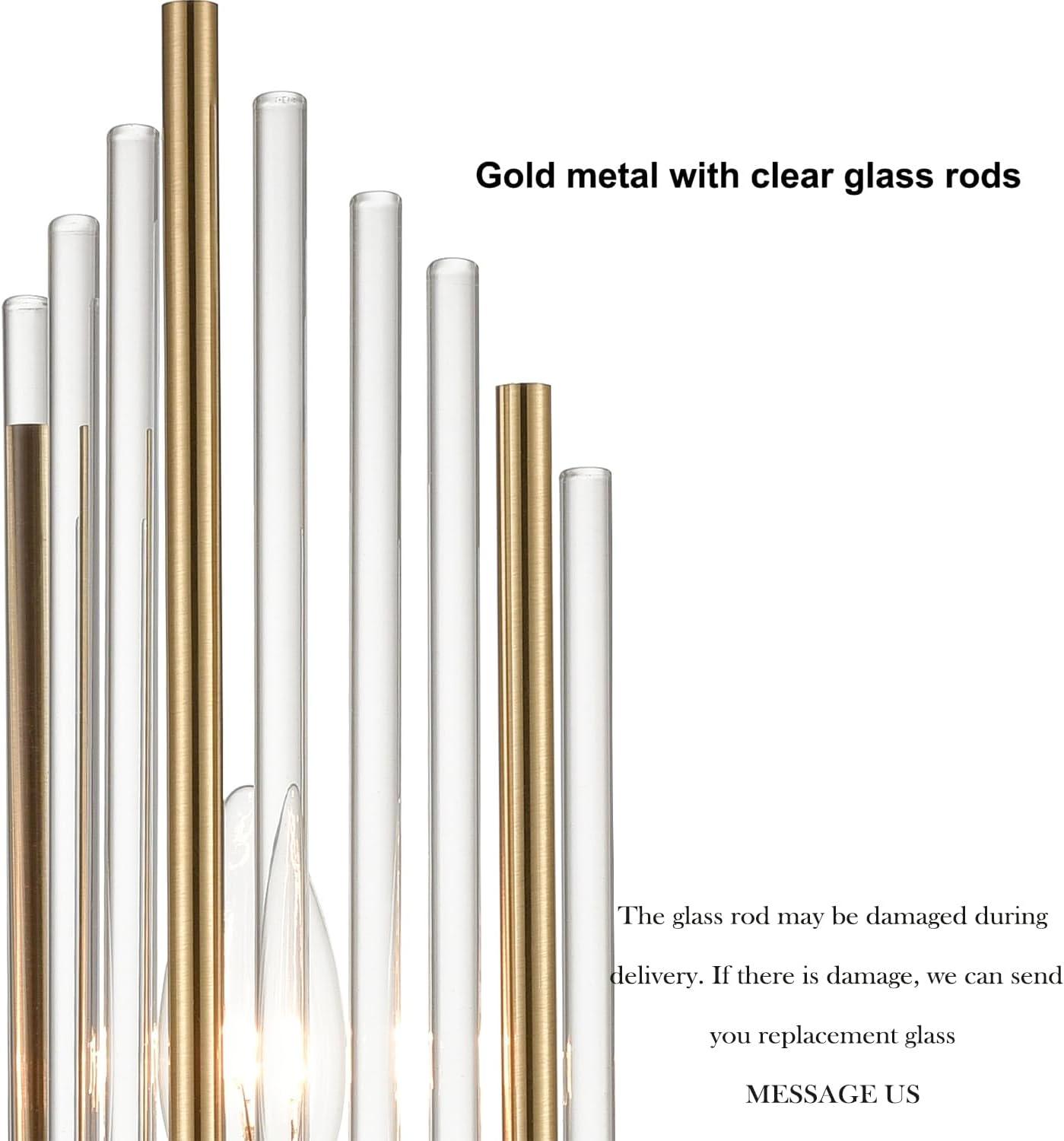 2-Light Modern Brushed Titanium Gold Wall Sconce with Clear Glass Crystal