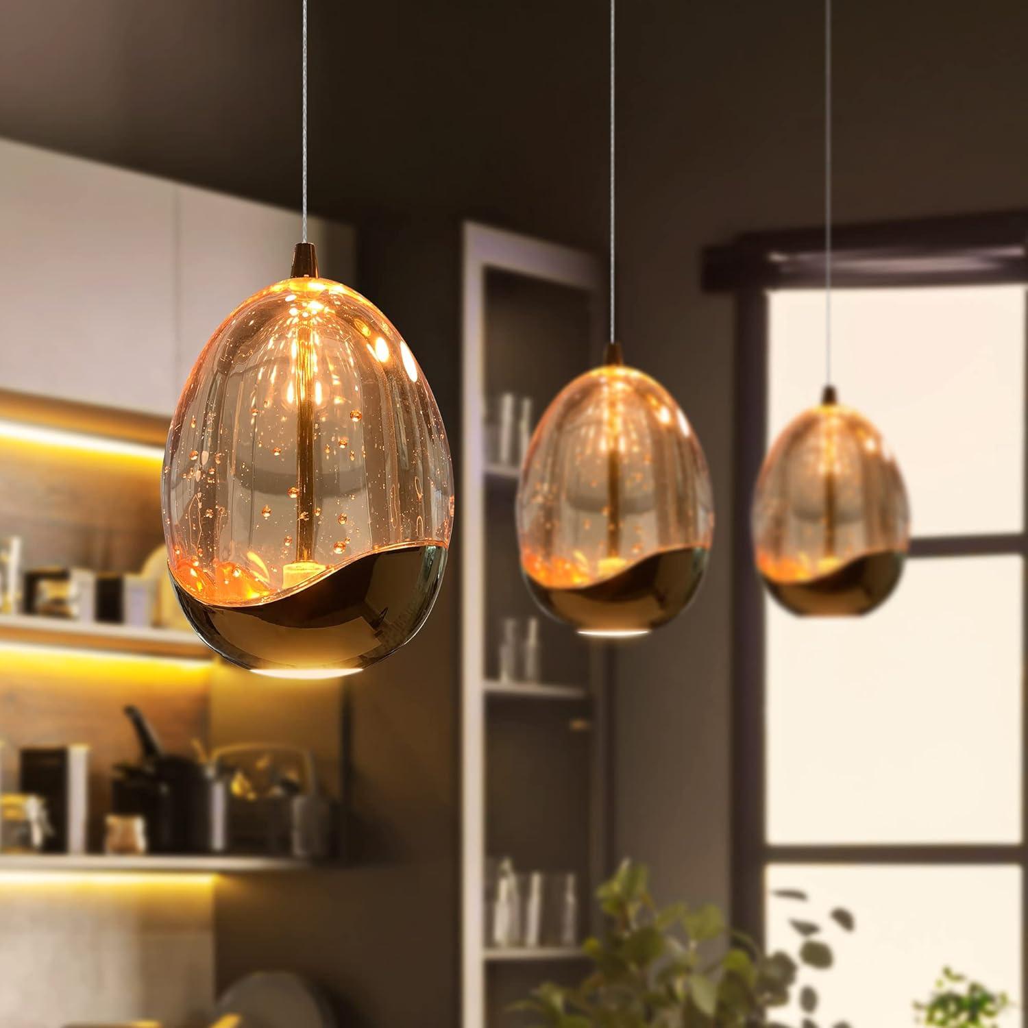 Venezia 3.5-in Integrated LED Height Adjustable ETL Certified Pendant Light with Glass Shade