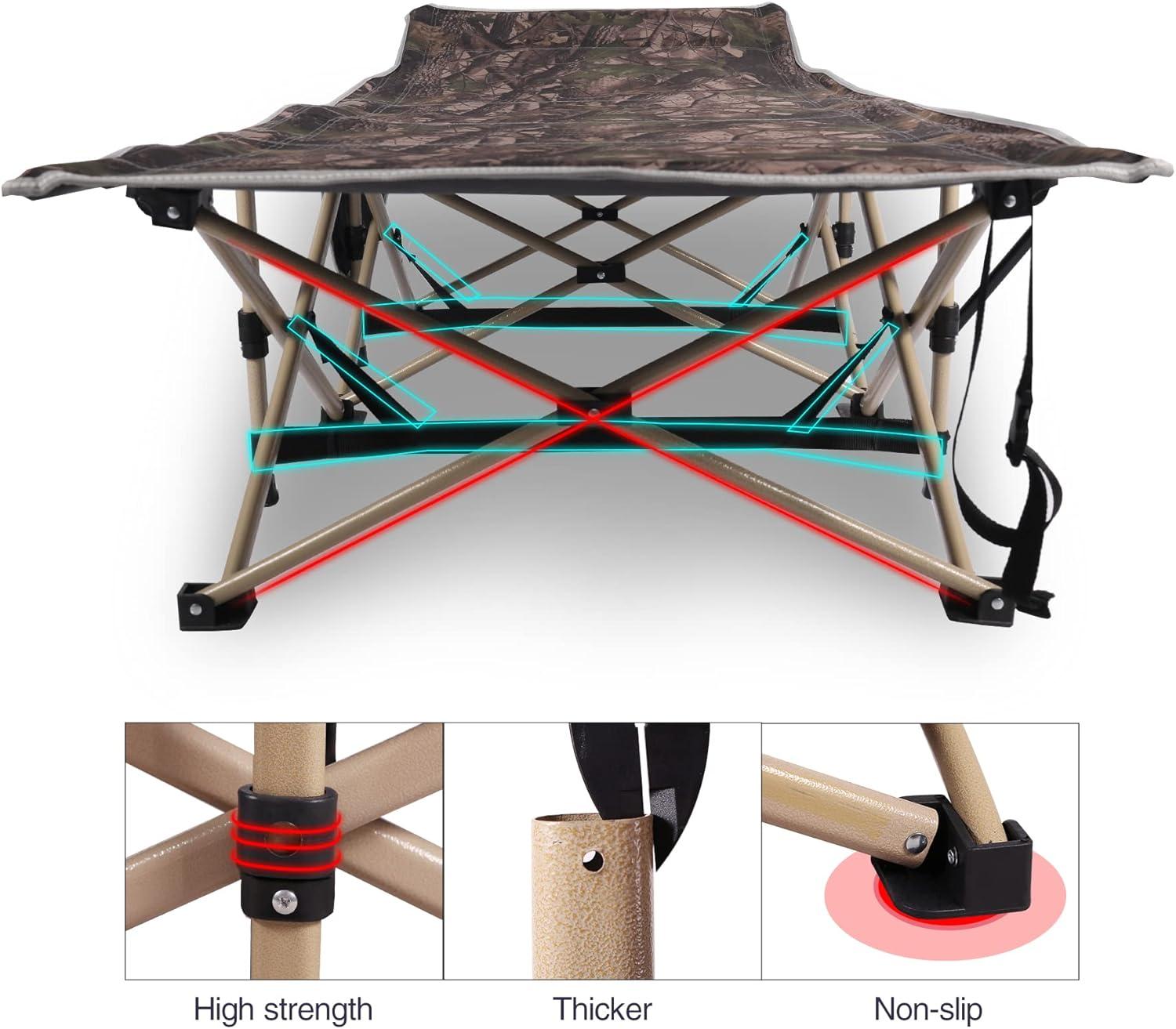 REDCAMP Folding Hunting Cots for Adults 500lbs, XL Sleeping Cots for Hunting, Extra Wide Portable for Camping Outdoor Travel Indoor Home, Camo