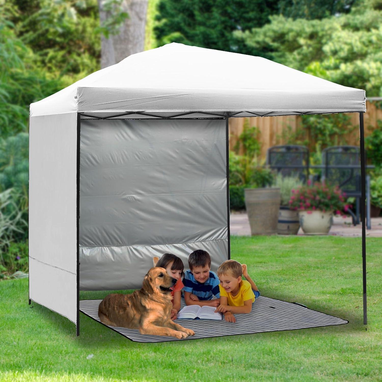 Canopy Sunwall Sidewall Gazebos Tent Waterproof for 10x10ft Pop up Canopy Straight Leg Gazebos Outdoor Instant Canopies 1 Pcs White Canopy Sidewall Only