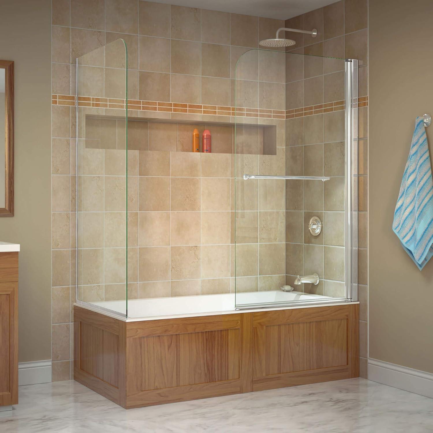 Aqua 56" W x 58" H Pivot Frameless Tub Door