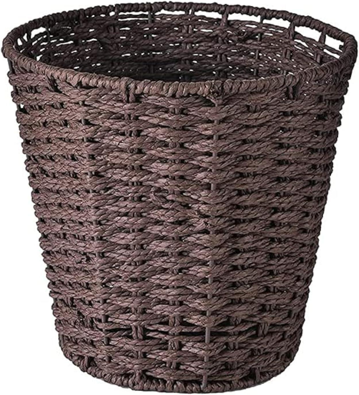 Brown Wicker Style Plastic Waste Paper Bin for Bathroom