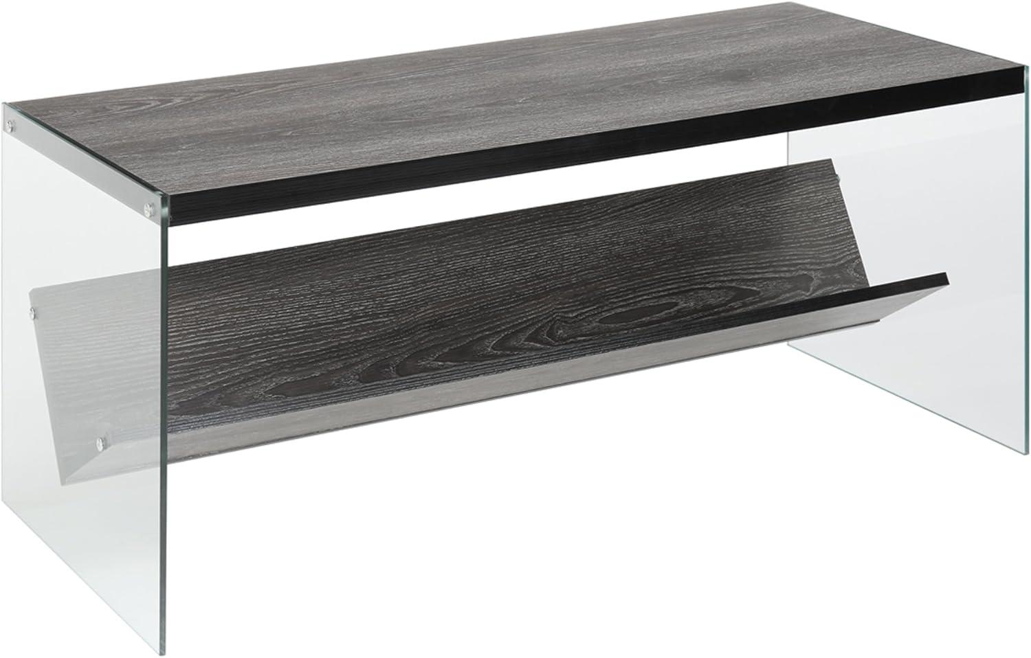 Convenience Concepts SoHo Glass Coffee Table with Shelf, Weathered Gray/Glass