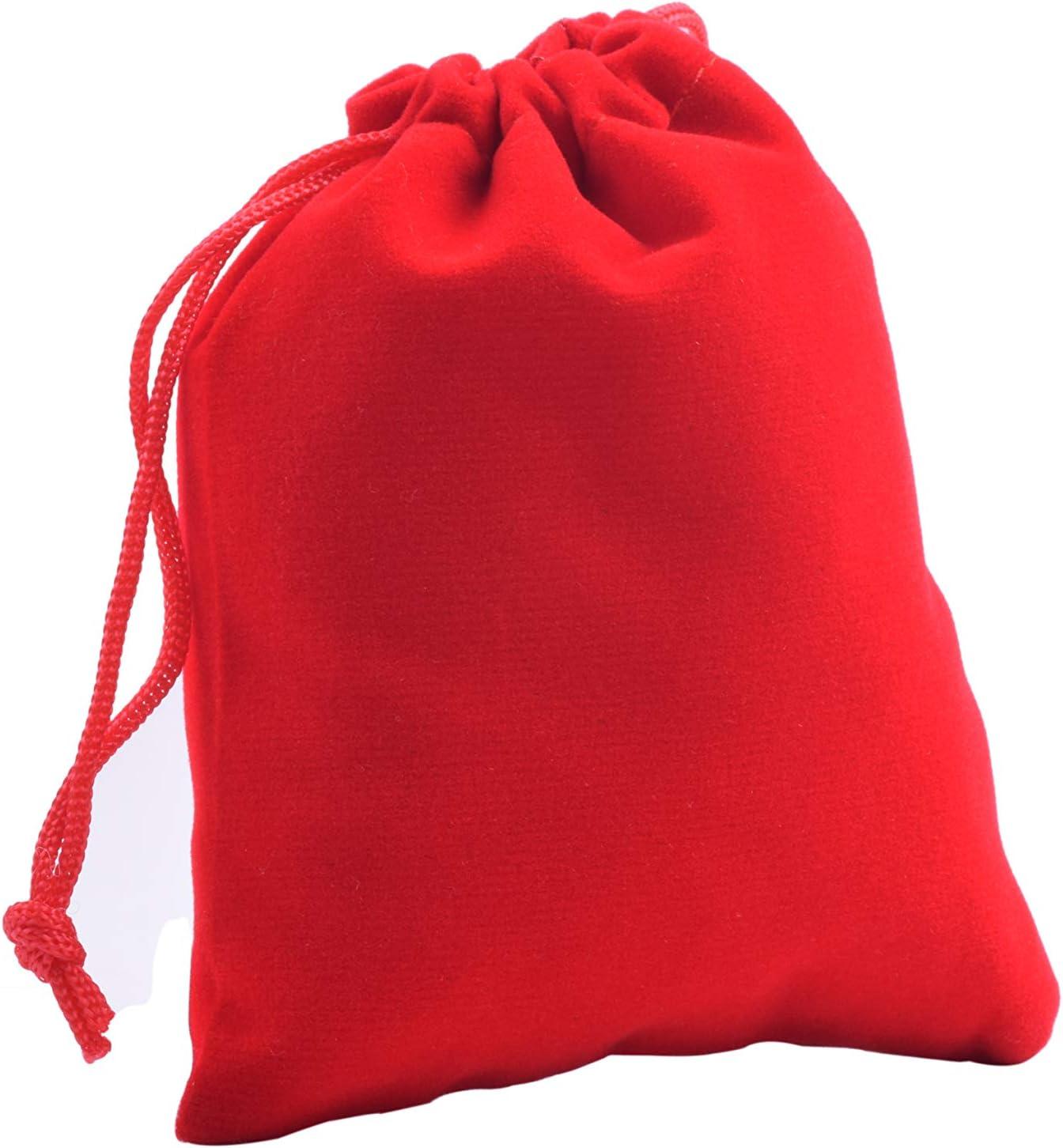 Velvet Jewelry Pouch Drawstring Bags for Gifts (2.7 x 3.5 In, Red, 50 Pack)