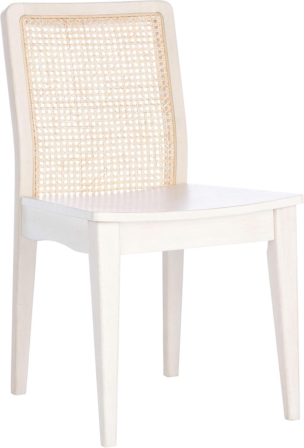 Benicio White and Natural Rattan Coastal Side Chair