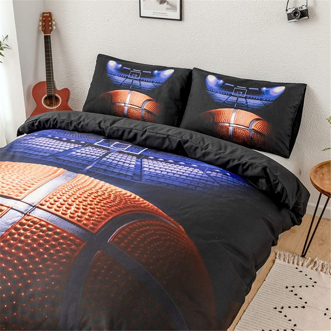 Basketball Bedding Set Basketball Comforter Set Sports Kids Bedding Set Bed in a Bag for Boys Girls 1 Duvet Cover 2 Pillowcases, NO Comforter