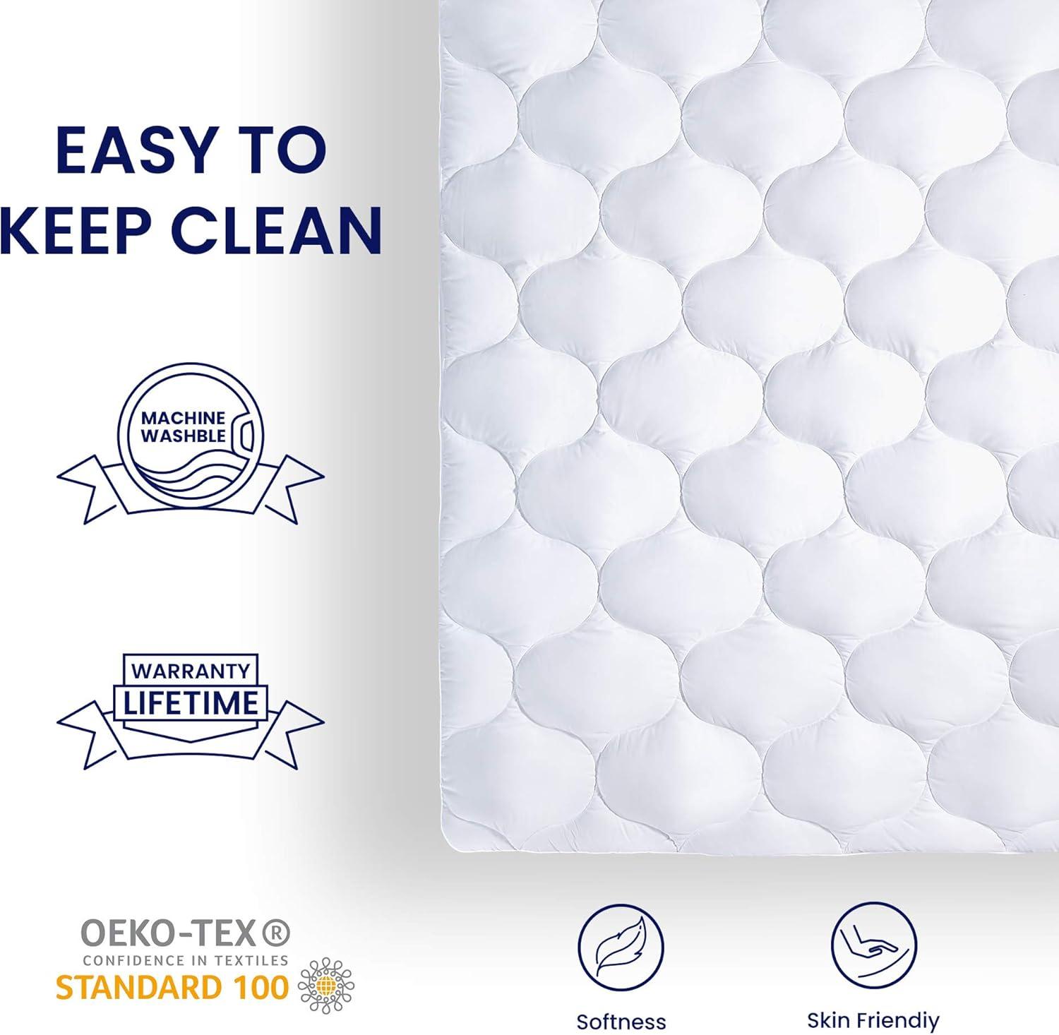 SLEEP ZONE Quilted Fitted Twin Mattress Pad Cover - Soft Fluffy Pillow Top Bed Mattress Topper Deep Pocket 8-21 inch, Twin