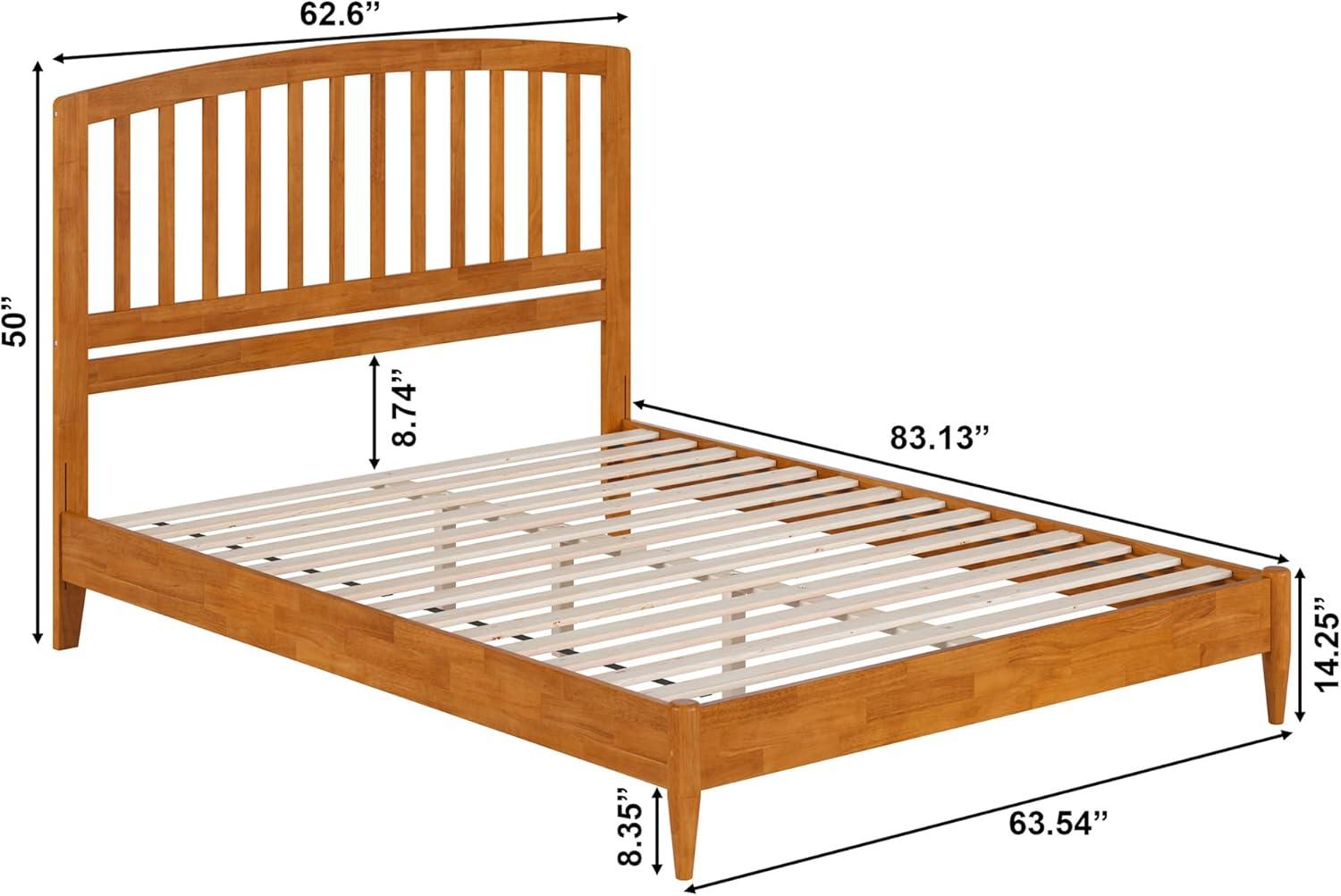 AFI Quincy Queen Solid Wood Low Profile Platform Bed, Light Toffee